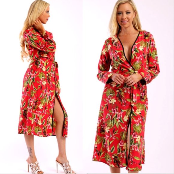 Floral Kimono - Red - Picture 1 of 3